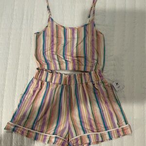 Room Service NEW Drink Champagne Striped Babydoll PJ Set